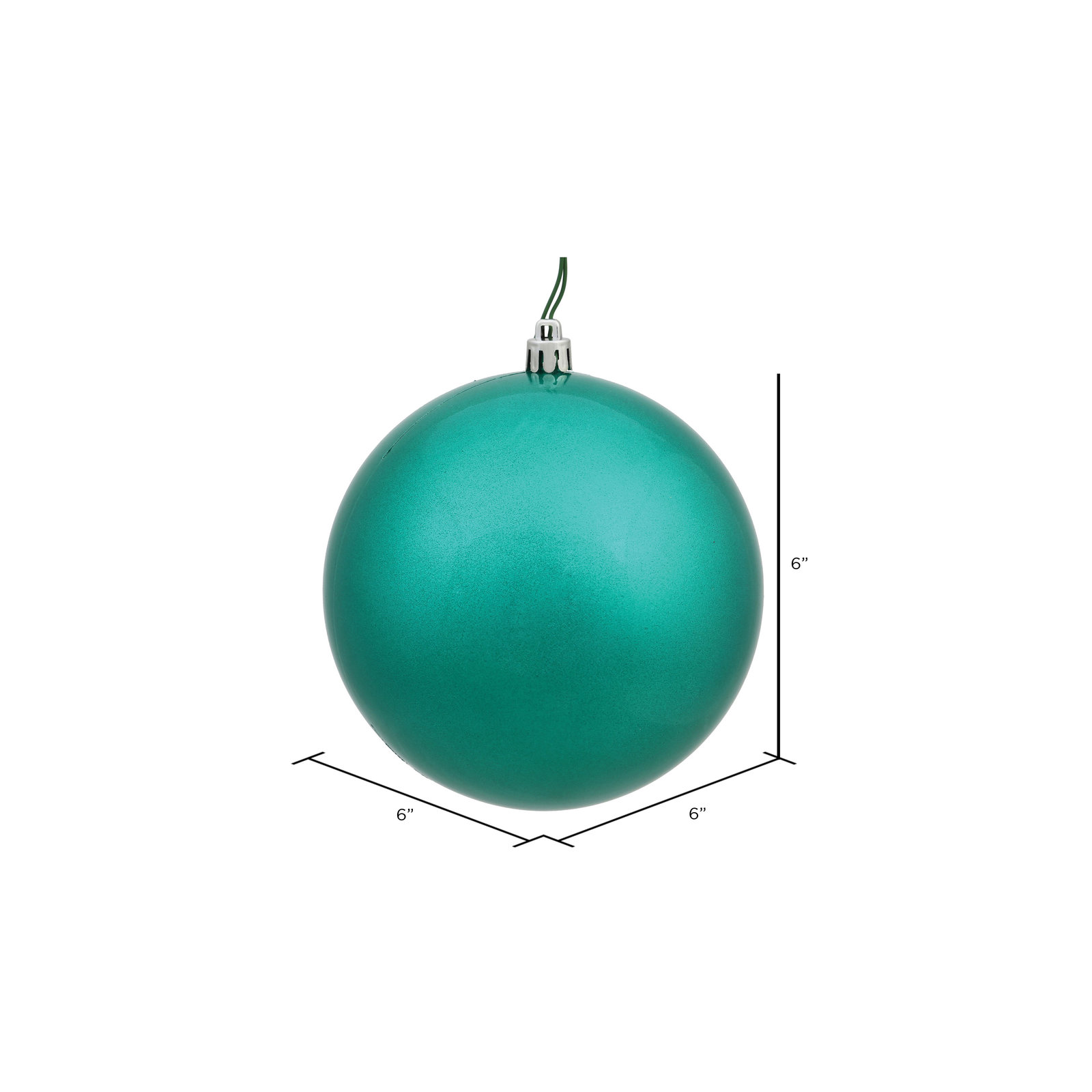 Christmas Ball Ornament, 6" H x 6" W x 6" D, Candy Seafoam