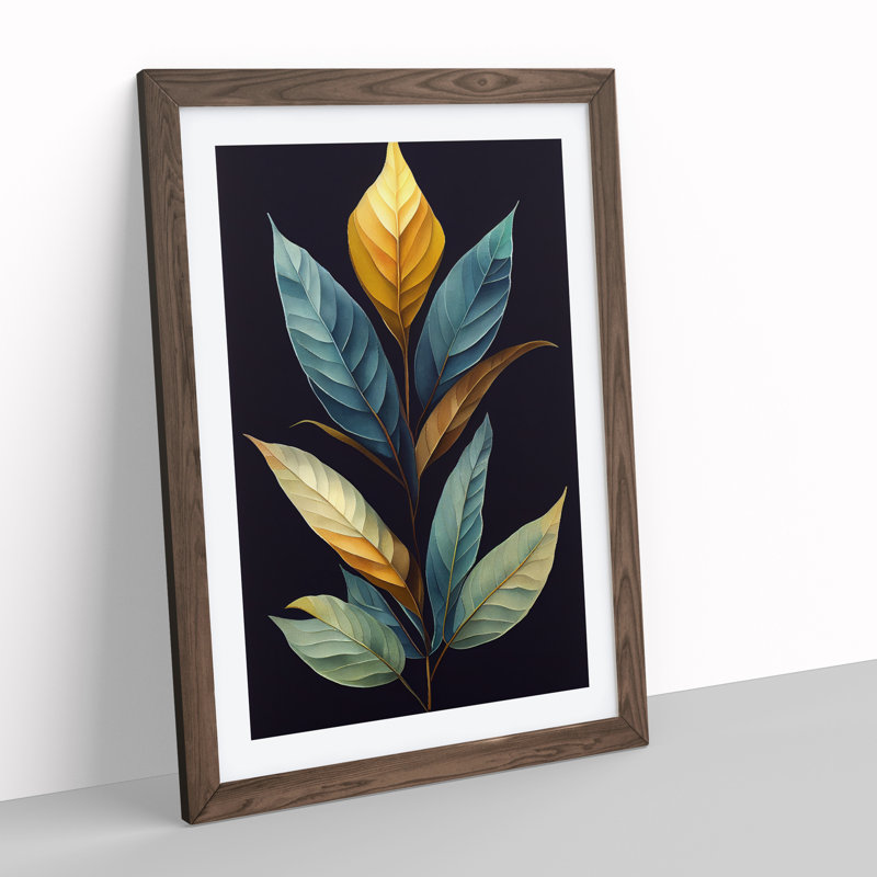 Unbelievable Leaves - Wall Art, 66cm H x 48cm W, Walnut Framed Paper, White