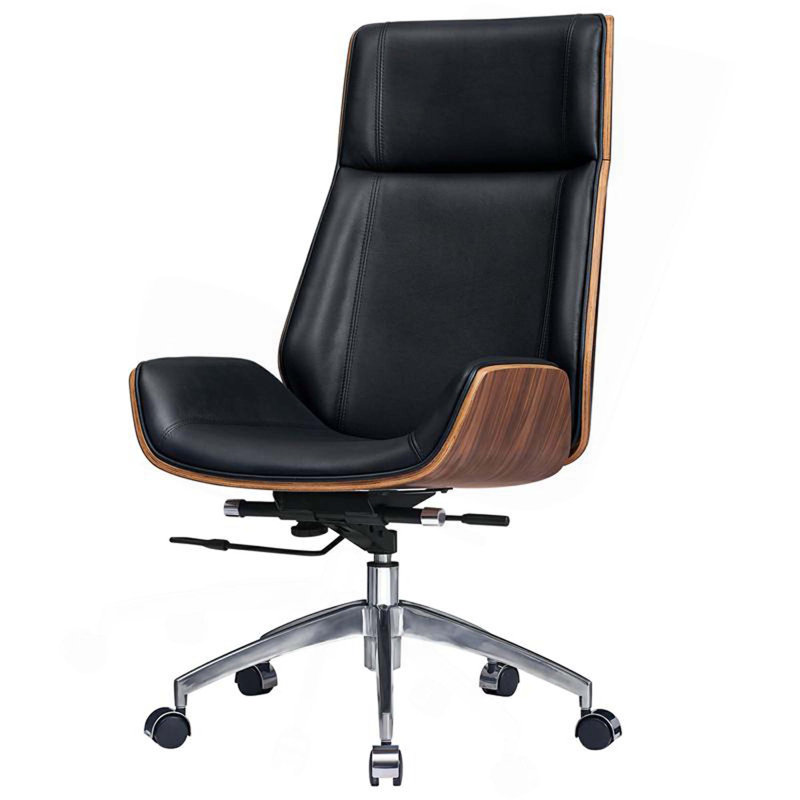 Chaise de bureau moderne à haut dossier avec base pivotante réglable et roulettes pour le bureau à domicile