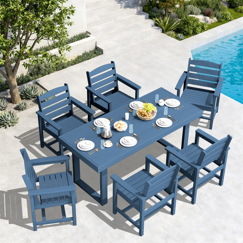 Ensemble de salle à manger rectangulaire pour 6 personnes L 70 po avec 6 chaises, Navy