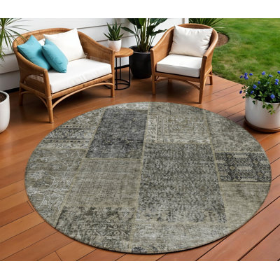 Tapis rond 8 po brun taupe