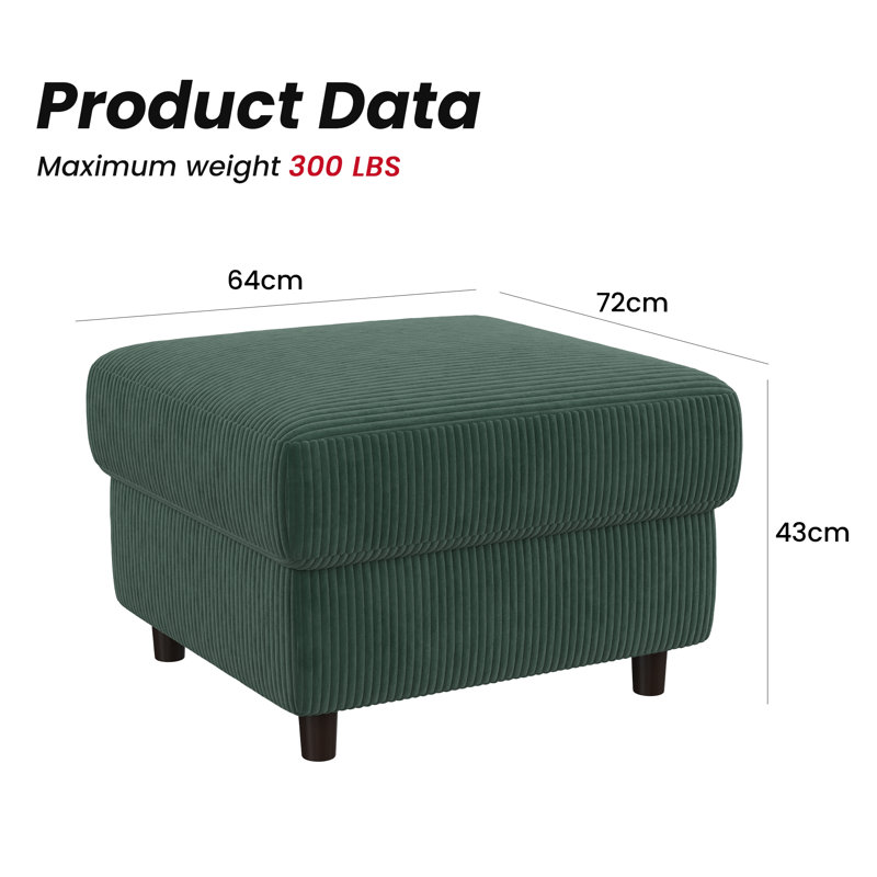 Ottoman, Green Corduroy