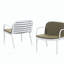 Fauteuil club d'extérieur en polypropylène Luna, structure blanche avec coussin vert, ensemble de 2