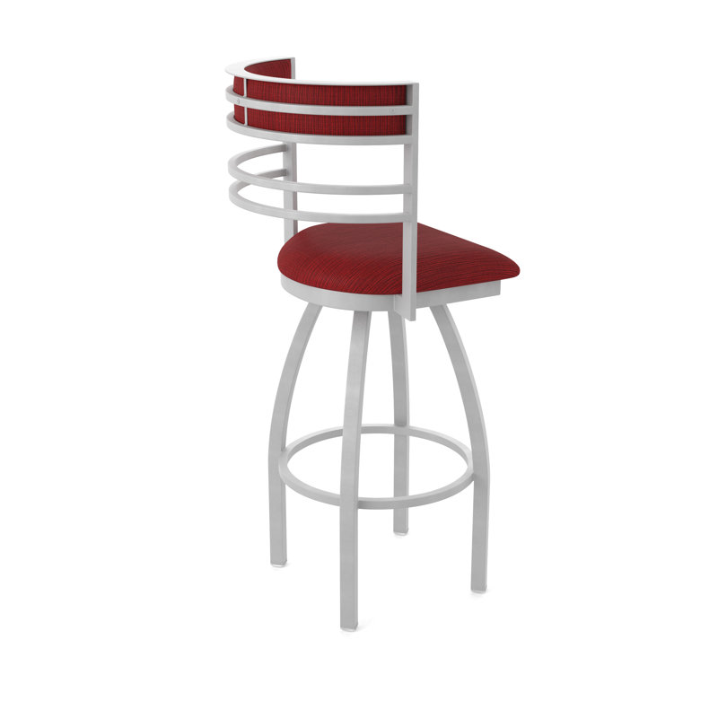 Hunter Swivel Stool, Nickel anodisé, Tabouret de comptoir (siège d'une hauteur de 25 p, Tissu-graphique rubis