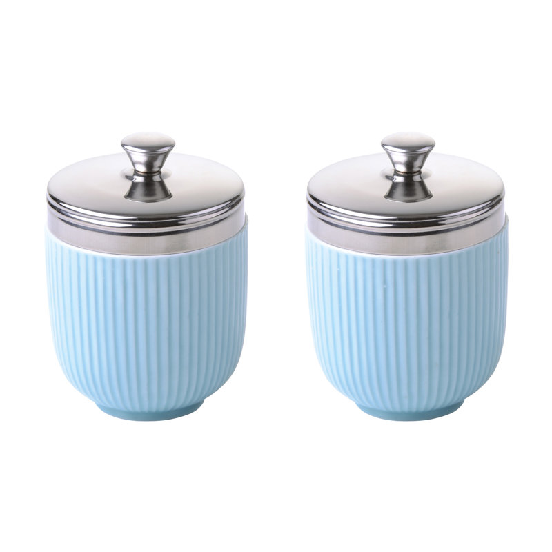 Egg Coddler, Fluted Blue