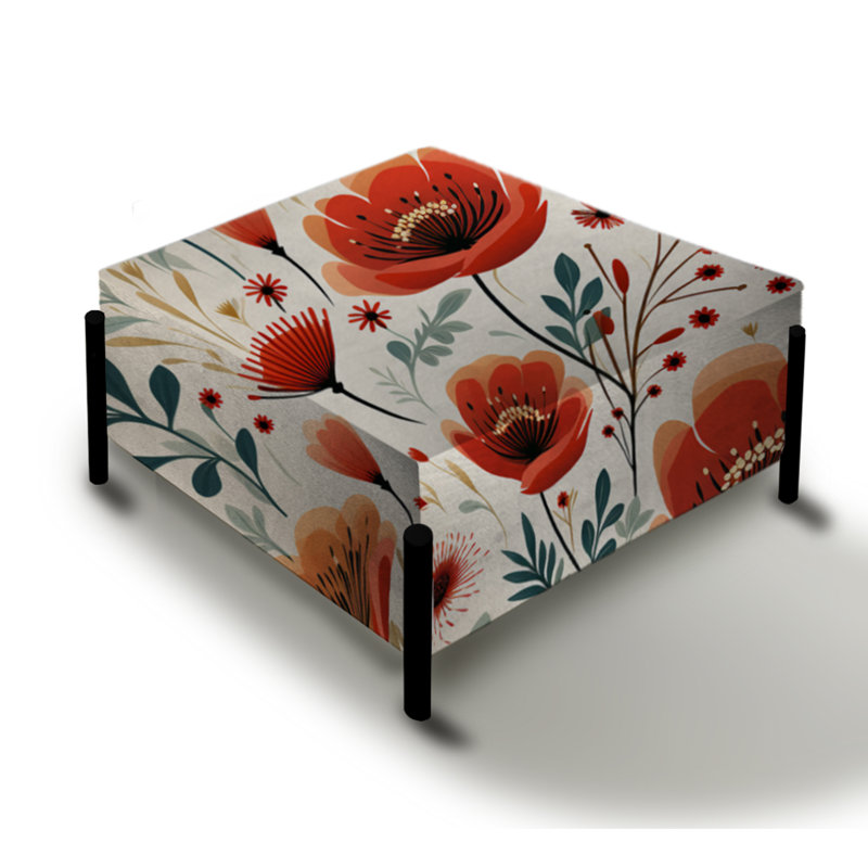 Motif floral rouge serein à motif floral rouge - grand repose-pieds carré floral