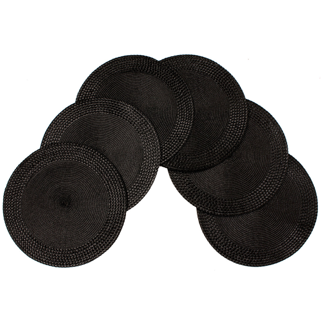 Radric Rome Woven Braided Table Placemats 15 Inch Round Set of 6 Dining & Kitchen Placemat 75% Polypropylene Gracie Oaks 