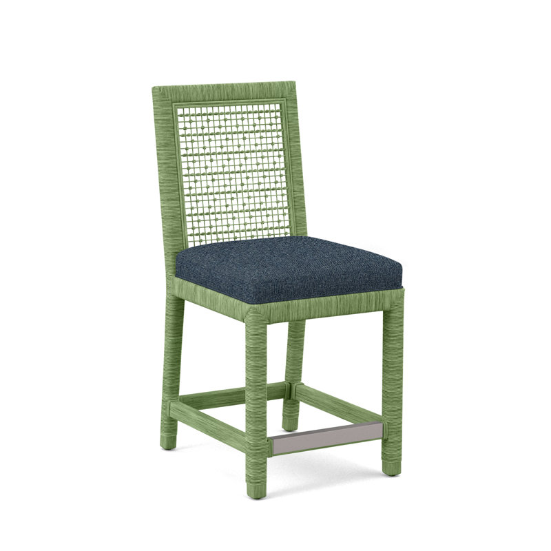 Pine Isle 24" Counter Stool, Sunbrella Beige Pinstripe; 6205-74, Celery