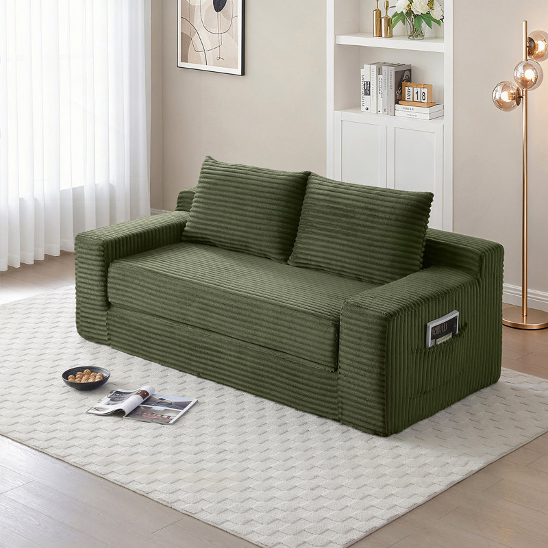 Canapé-lit à mémoire de forme en mousse, lit convertible 2 en 1 pliant, sans assemblage, Vert