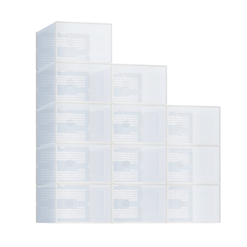 Boîtes de rangement de chaussures empilables transparentes avec emboîtement, organisateur en plastique transparent (ensemble de 12)