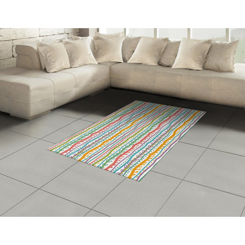Abstract High Density Long Fiber Poly Threads Decorative Area Rug Carpet, Rectangle 4' x 5'8"