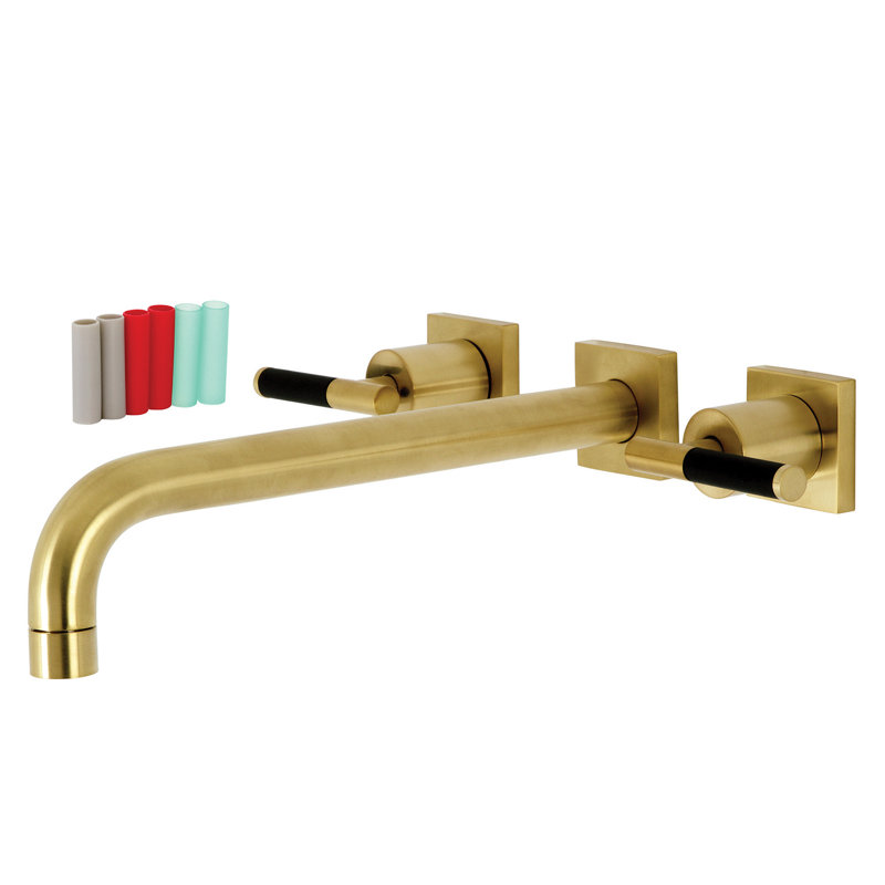 Kingston Brass Kaiser Two-Handle 3-Hole Wall Mount Roman Tub Faucet, Brushed Brass