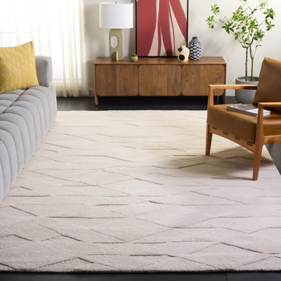 Tapis ivoire en laine / coton touffeté à la main Rodeo Drive