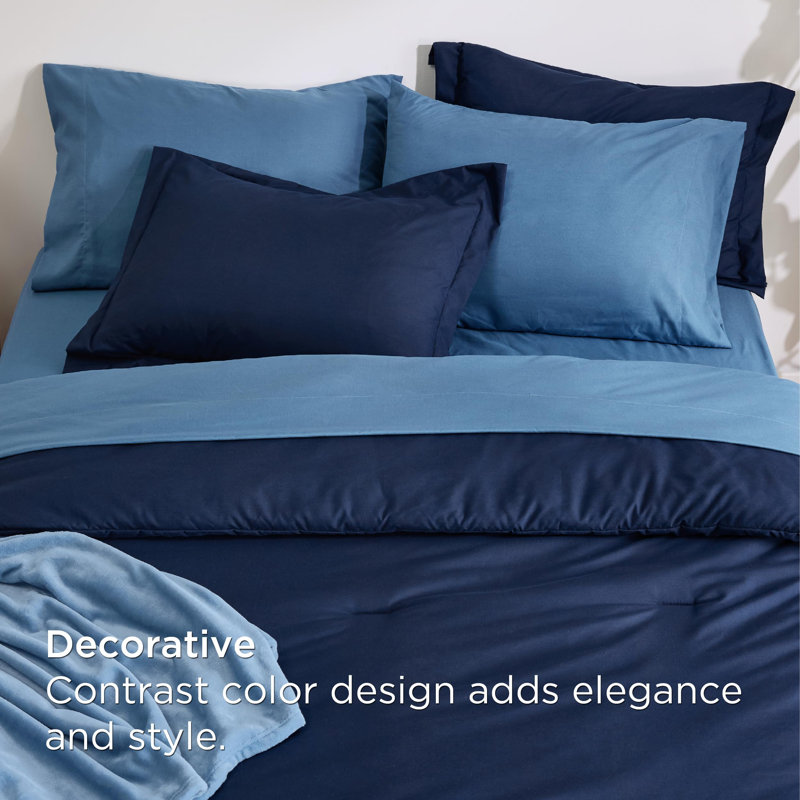Bedsure Prewashed Bedding Set with Soft Fleece Microfiber Bed Blanket, Queen Comforter + 7 Additional Pieces