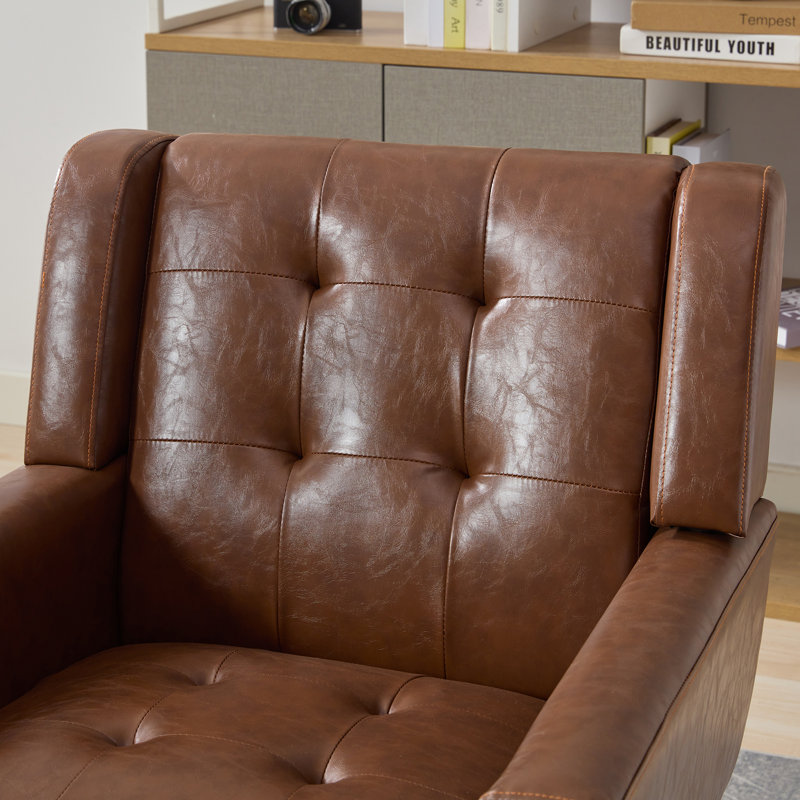 Chaise d'appoint rembourrée Meli 2 pièces, Similicuir brun