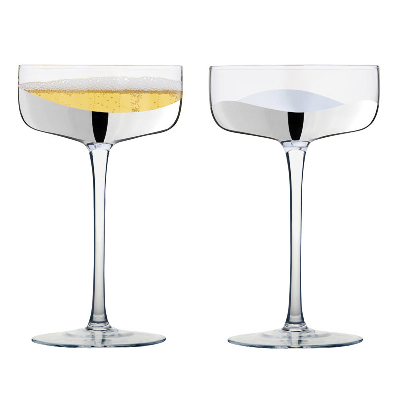 Wave Champagne Coupes, Clear/Silver