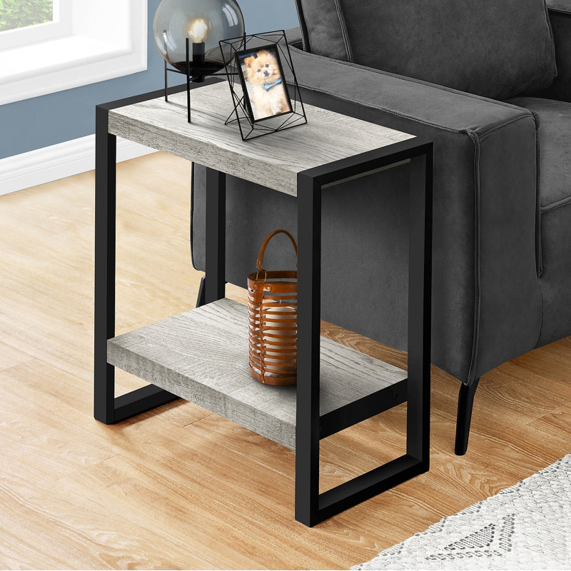 Accent Table Side End Nightstand Lamp Living Room Bedroom Metal Industrial, Grey