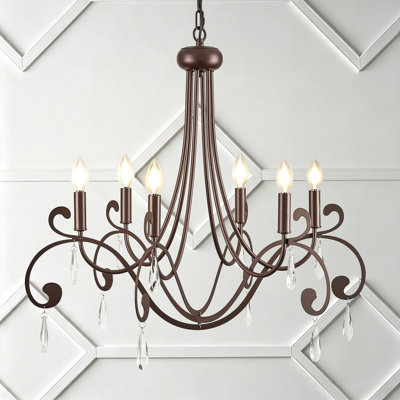 6-Light Dimmable Steel Candle Style Chandelier