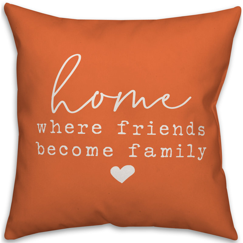 Textual Outdoor Throw Pillow, Orange, 16" H x 16" W