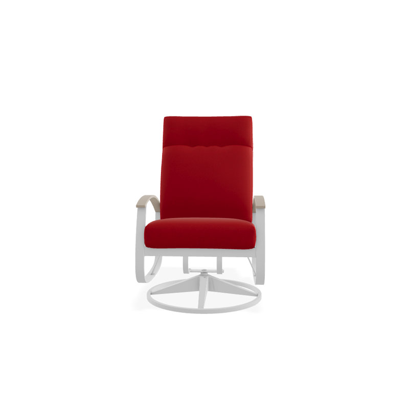 Chaise de patio pivotante avec coussins Askar, Rouge 1A, Désert P60, Blanc brillant
