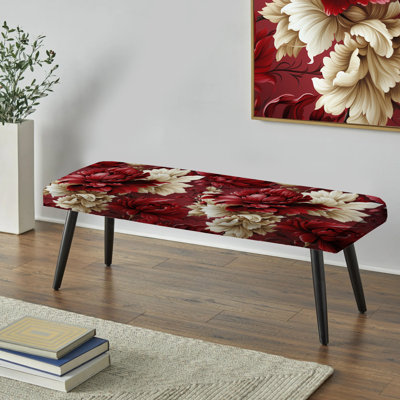 Red Regal - damassé opulence - banc rembourré floral noir