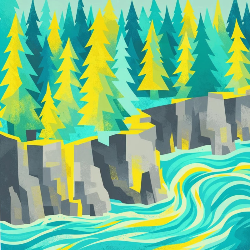 Rideaux de douche Pine River, L 70 po x H 84 po, Vert moyen / gris clair