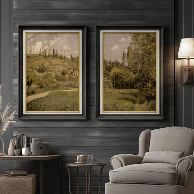 Ensemble de 2 œuvres d'art encadrées de qualité supérieure sur toile de qualité supérieure avec cadre de 26 po x 36 po