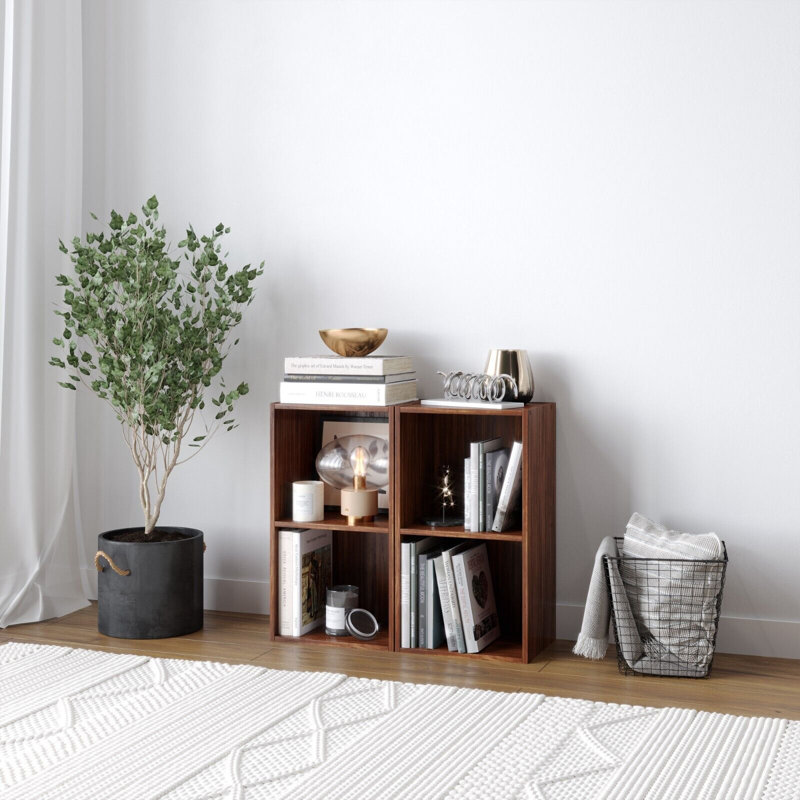 Kaiya 53cm H x 30cm W Standard Bookcase, Teak, Set of 2