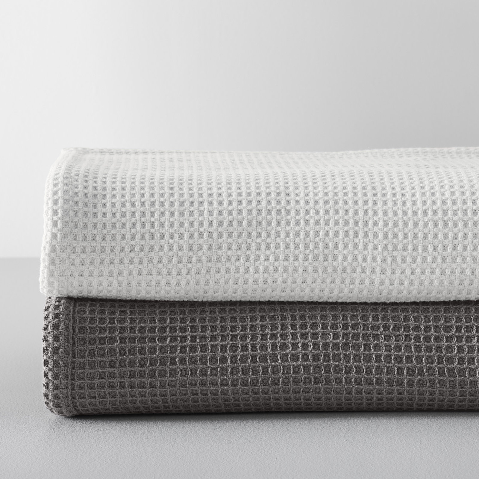 Solid Waffleweave Cotton Waffle Blanket, Full / Queen, Charcoal