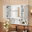 Armoire à pharmacie murale 35 po x 28 po, armoire de salle de bain moderne avec miroir, armoire à miroir avec tablettes ouvertes-284327929