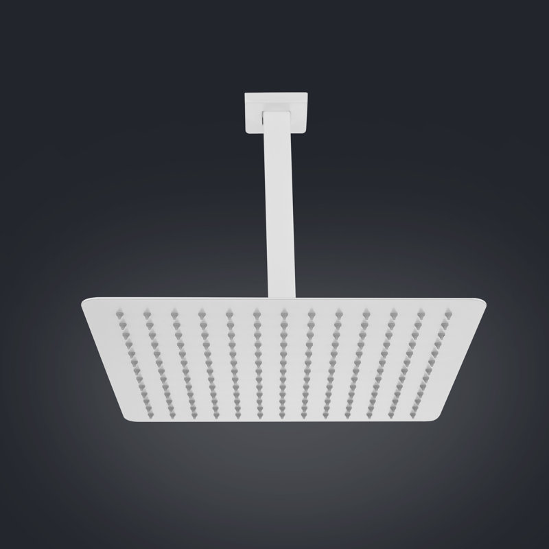 Pomme de douche à pluie fixe 1,8 GPM GPM avec autonettoyant, Blanc