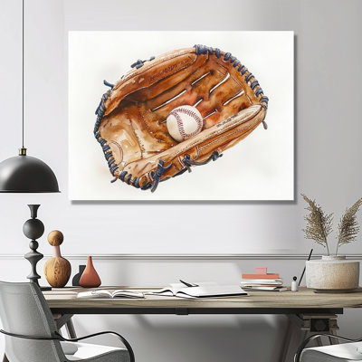 Baseball Glove Close I - Sports Wall Decor, impression de baseball en métal
