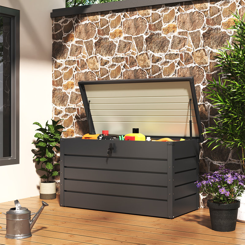 Garden Sanctuary 120cm W 350L Metal Lockable Deck Box in Grey
