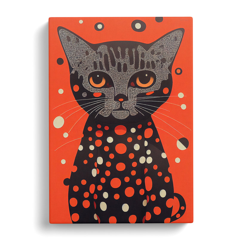 Spotty Cat Abstract - Wrapped Canvas Print, 76cm H x 50cm W x 3cm D