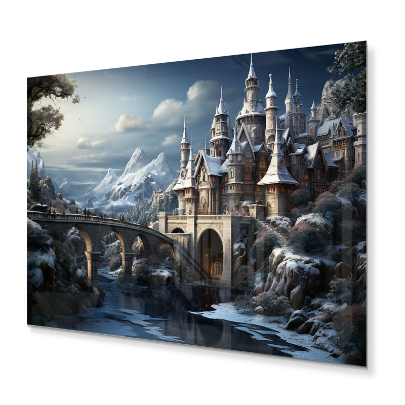 Château d'hiver - décoration murale architecture en métal, H 16 po x l 32 po x P 1 po