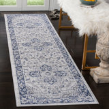 Oriental Machine Braided Indoor / Outdoor Area Rug in Blue/Gray/White
