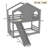 Twin House Loft Bunk Bed with Slide & Storage Shelves, Solid Wood Kids Bed with Window Playhouse Design, Gray-495367231