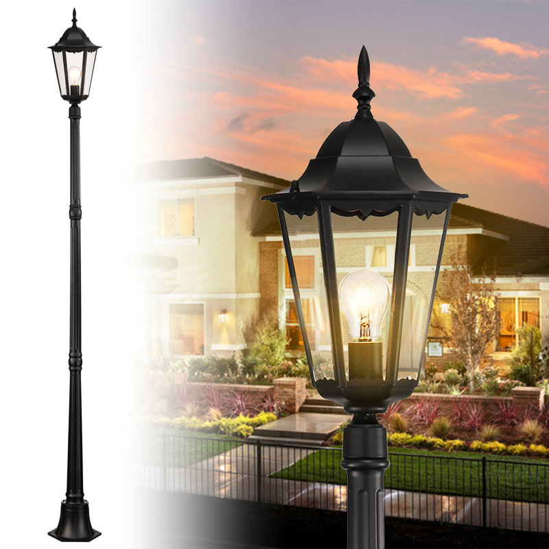 Lampadaire d'extérieur traditionnel 1 lumière 84,25 "avec verre transparent Traditional