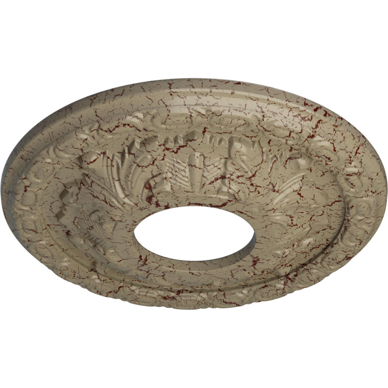 Médaillon de plafond Endurathane feuille, P 11 3/8 po x P 3 5/8 po x P 1 1/8 po (convient aux auvents jusqu'à 4 3/4 po), fini craquelé Gobi peint à la main