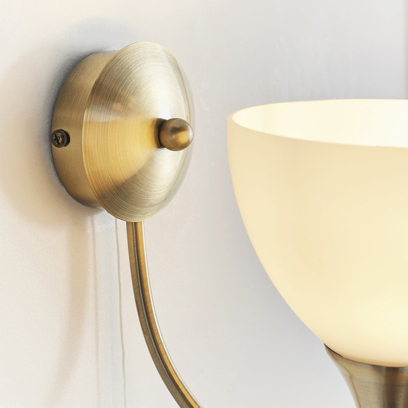 Barium Steel Armed Sconce, Antique Brass