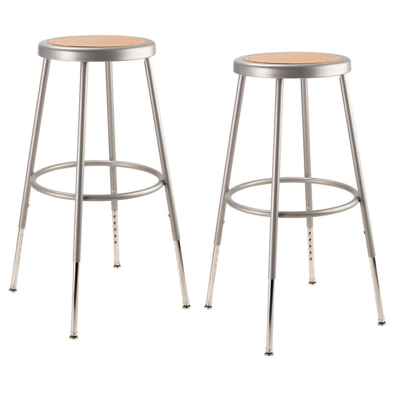 Adjustable Height Ergonomic Lab Stool with Footrest, Gray, 33"