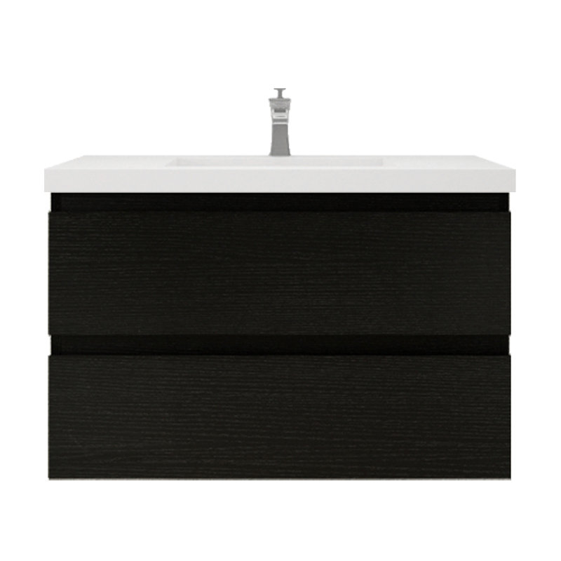Amahd Single Bathroom Vanity with Acrylic Top, Rich Black