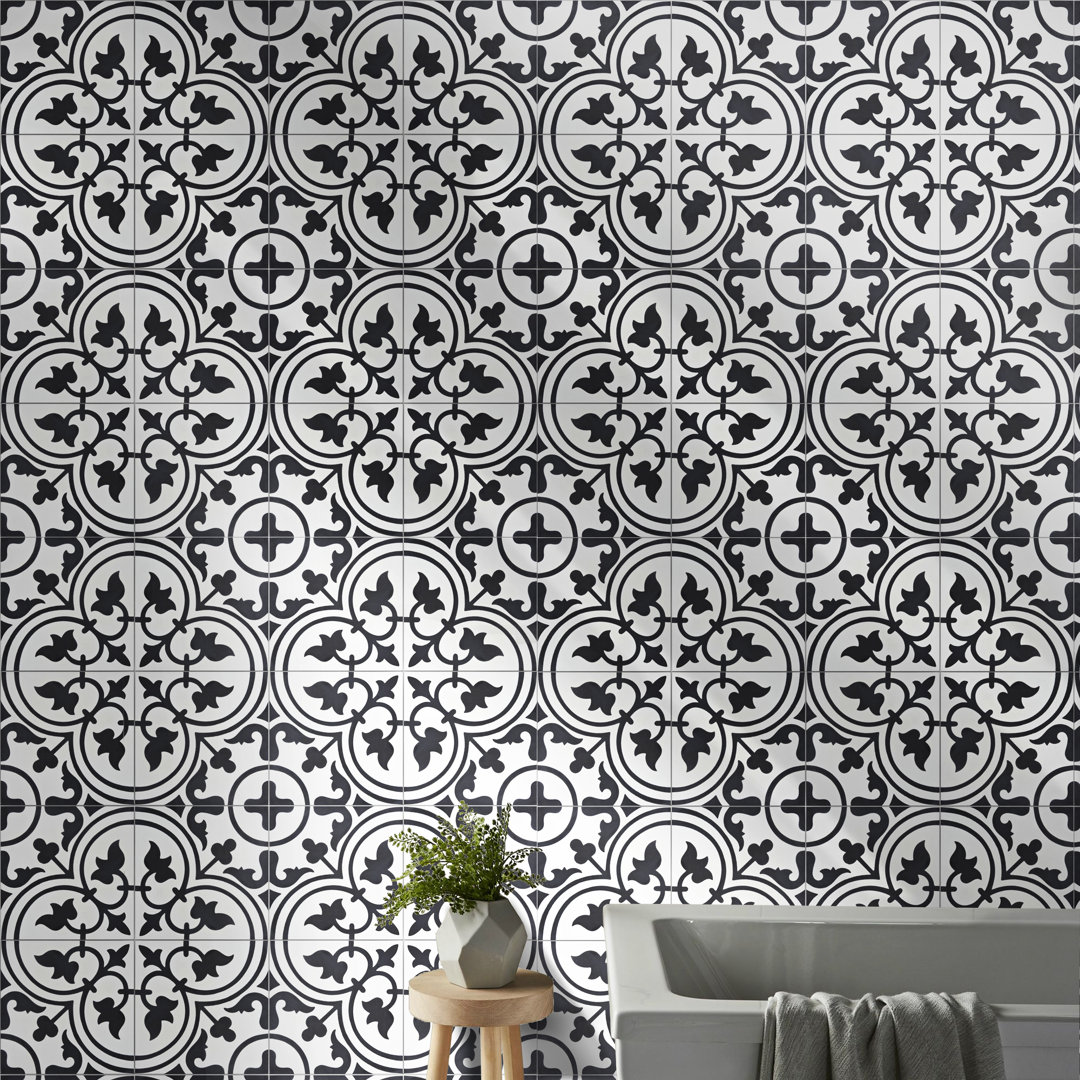 Casa 8" x 8" Cement Patterned Wall & Floor Tile Moroccan Mosaic 