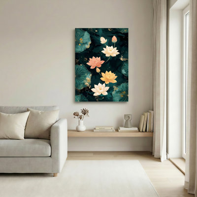 Ensemble de 1 tableau sur toile Fleurs de lotus