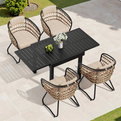 4 People Outdoor Dining Set Aluminum Dining Set