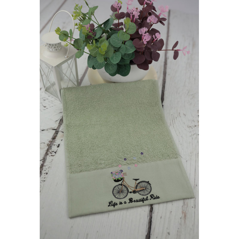Serviette 100% coton Bentz, Vert / noir / rose