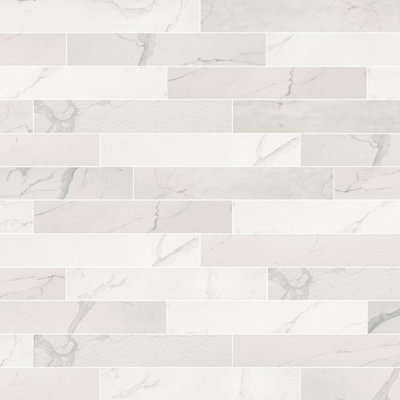 Carrelage style métro en porcelaine 4 "x 12" Marble Experience Statuario Lux