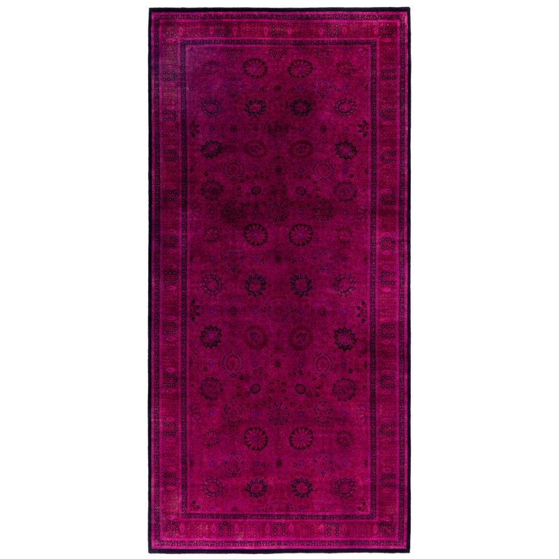 Overdyed One-of-a-Kind 6' 3" X 13' 2" Hand Knotted Area Rug