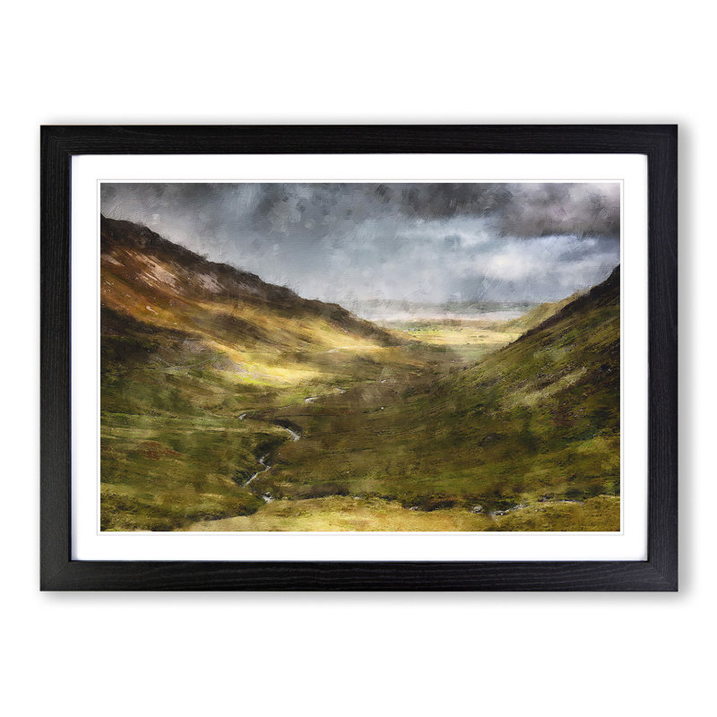 Glangesh Pass in Ireland - Picture Frame Painting, 27cm H x 36cm W x 2cm D, Black Framed