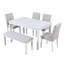 Ensemble de salle à manger 6 pièces rectangulaire avec bordure en cristal, comprend une table, 4 chaises et banc rembourrés, 6 sièges pour la cuisine et la salle à manger-131256793